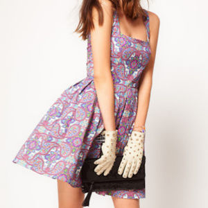 ASOS 60’s Paisley Floral Flare Skater Dress Sz 4